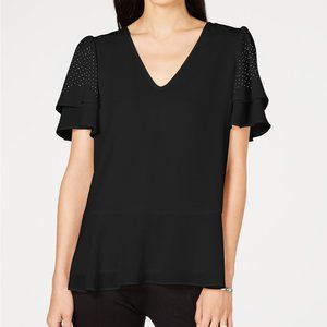 Michael Kors Tiered Embellished-Sleeve Top